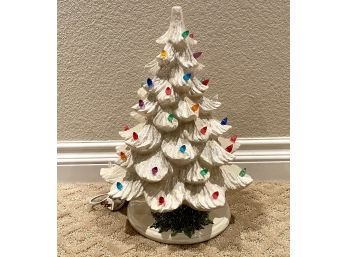 Vintage White Ceramic Christmas Tree With Light Up Bulbs (tested, Works)