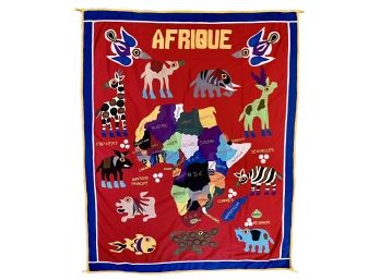 Africa Applique Wall Hanging Map Done In French From Burkina Faso