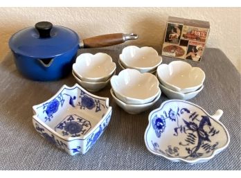 Collection Of Small Ceramic Dishes Butter Warmer And Matches Including Le Creuset