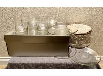 Set Of 12 Days Of Xmas Rocks Glasses And Small Plates