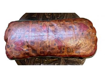 Gorgeous Tuareg Leather Pillow With Ink Etchings From Mali