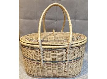 Beautiful Large Basket With Lid From Mali