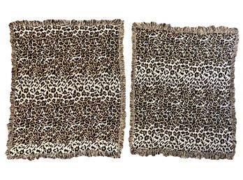 2 Vintage Indian Made Leopard Print Cotton Throws