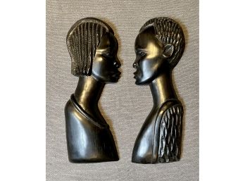 Hand Carved Wood Man And Woman Wall Hanging From Democratic Republic Of Congo