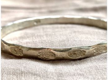 Fabulous Stamped Sterling Silver Bangle With Beautiful Stampwork