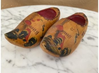 Holland Hand Carved Miniature Wooden Shoes Clogs