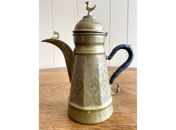 Moroccan Coffee Carafe With Leather Wrapped Handle
