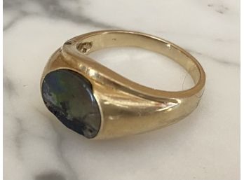 Mens 14K Gold Ring With Inlay Stone (as Is)