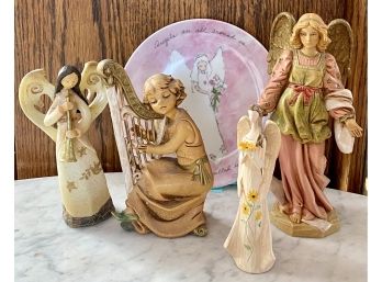 Lot Of 5 Angels And An Angel Plate