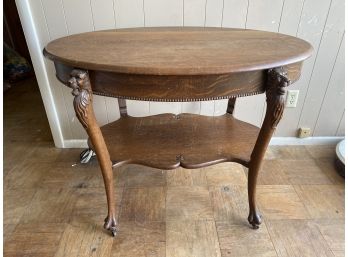Oval Antique Wood Table- Ornate Design