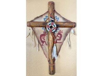 Native American Reproduction Wood And Bead Cross