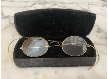 Antique Gold Filled Wire Rim Glasses In Original Case Signed A