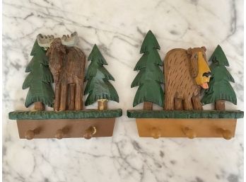Two Small Wall Plaques One Bear And One Moose