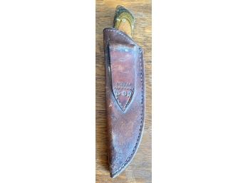 John J Horn Shady Oak Knife With Schrap 592 Leather Etched Case