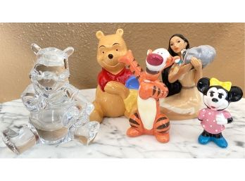 Disney Figurines Including A Waterford Crystal Winnie The Pooh, Pocahontas, Tiger & More