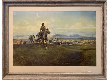 Charles M Russel Print 1918 Cowboy On The Plains
