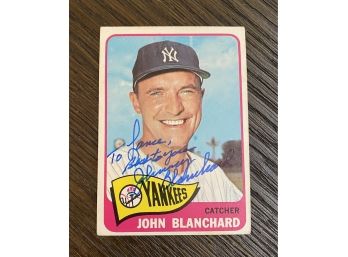 John Blanchard Autographed Card New York Yankees