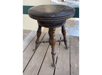 Antique Piano Stool With Ball And Claw Feet