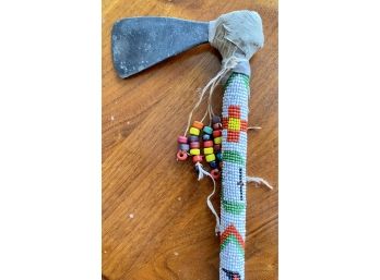 Vintage Native American Hand Beaded Axe Tomahawk