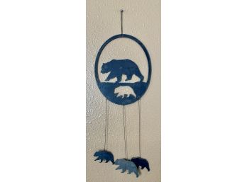 Two Bear Wall Hanging Incl Wind Chime And Resin Cubs By North American  Black Bear Association