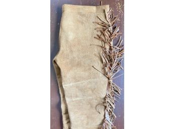 Native American Hyde Fringe Pants With Bone Buttons