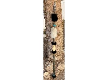 Vintage Handmade Spear With Animal Fur Accents