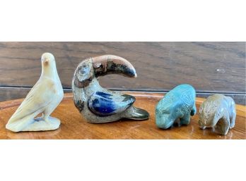 Collection Of Stone And Soapstone Fetishes Birds And Bears