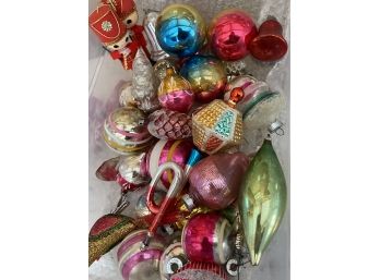 Box Of Vintage Mercury Glass Christmas Ornaments