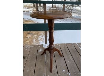 Small Wooden Side Table Or Plant Stand With Pedestal Base