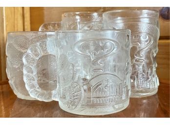 Lot Of 4 Vintage Mcdonalds Glass 3 From Batman Forever One From The Flinstones