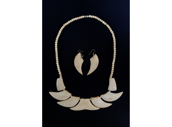 Avon Faux Bone Necklace And Earring Set