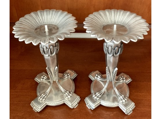Two Silver Tone Candle Sticks
