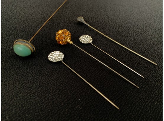 Lot Of 4 Vintage Hat Pins. 1 Of Them Sterling With Turquoise