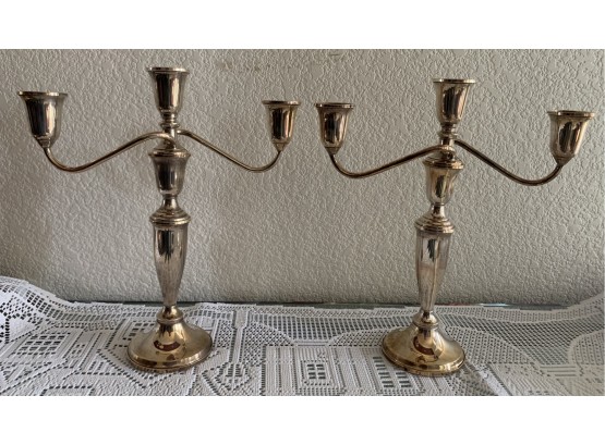 (2) Sterling Silver Towle Triple Cup Candle Holders