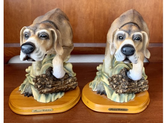 (2) Fineart Collection Resin Hound Dogs