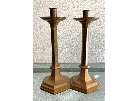 Two Gold Tone Candle Holders