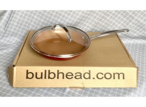 Brand New Bulbhead Red Copper 10 Inch Pan With Lid And Plastic Cover