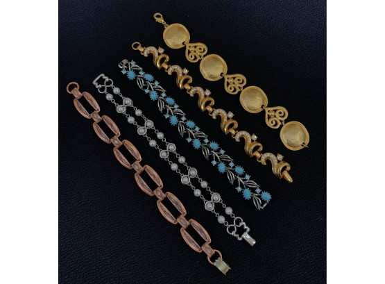 Lot Of 5 Vintage Bracelets: Lisner, Goldette NY And More
