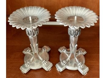 Two Silver Tone Candle Sticks
