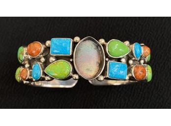Sterling Silver Cuff With Colorful Stones