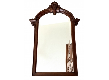 Antique Mahogany Beveled Ornate Carved Mirror