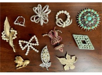 Lot Of Vintage Costume Jewelry Pins
