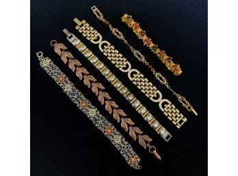 Vintage Bracelet Lot Including A Vintage Enamel Flower Bracelet