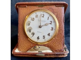 Waltham Premier 8 Days Travel Clock In Leather Casing
