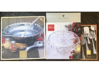 Lenox 5 Piece Pasta Swt, Misaka Holiday Evergreen Cake Plate, Lenox Holiday Serveware Set Silverplate Ladle