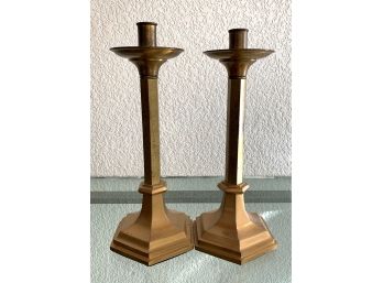 Two Gold Tone Candle Holders