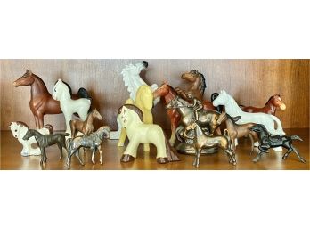 Fabulous Lot Of Vintage Porcelain, Metal, And Plastic Horse Figurines