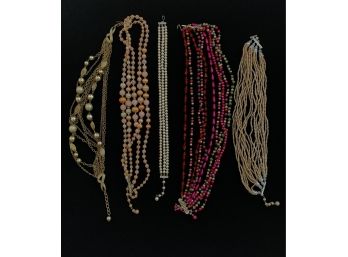 Lot Of 5 Vintage Multi Strand Necklaces