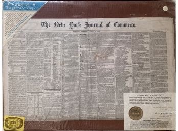 Original Historic Newspaper The New York Journal Of Commerce With Certificate Of Authenticity