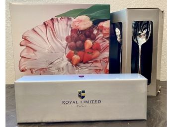 Royal Limited Silverplate Ladle, Pink Tulips Misaka Platter, And Gorman Serving Set